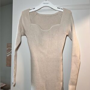 Commense First Choice Rib Slit Midi Sweater Dress long sleeve